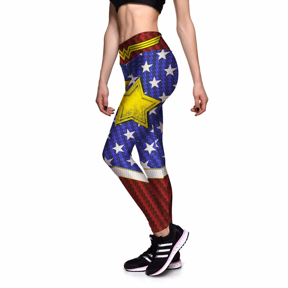 Sexy Girl Old Glory The Avengers Wonder Woman Star 3D Prints High Wais –  Ackklo