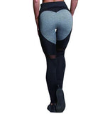 Fashion Heart Pattern Mesh Splice Leggings Athleisure Fitness Clothing Elastic Leggings Women Pants