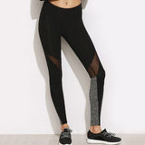 Women Casual Leggings Fitness Winter Leggings New Arrival Ladies Plain Elastic Waist Color Block Mesh Insert Leggings