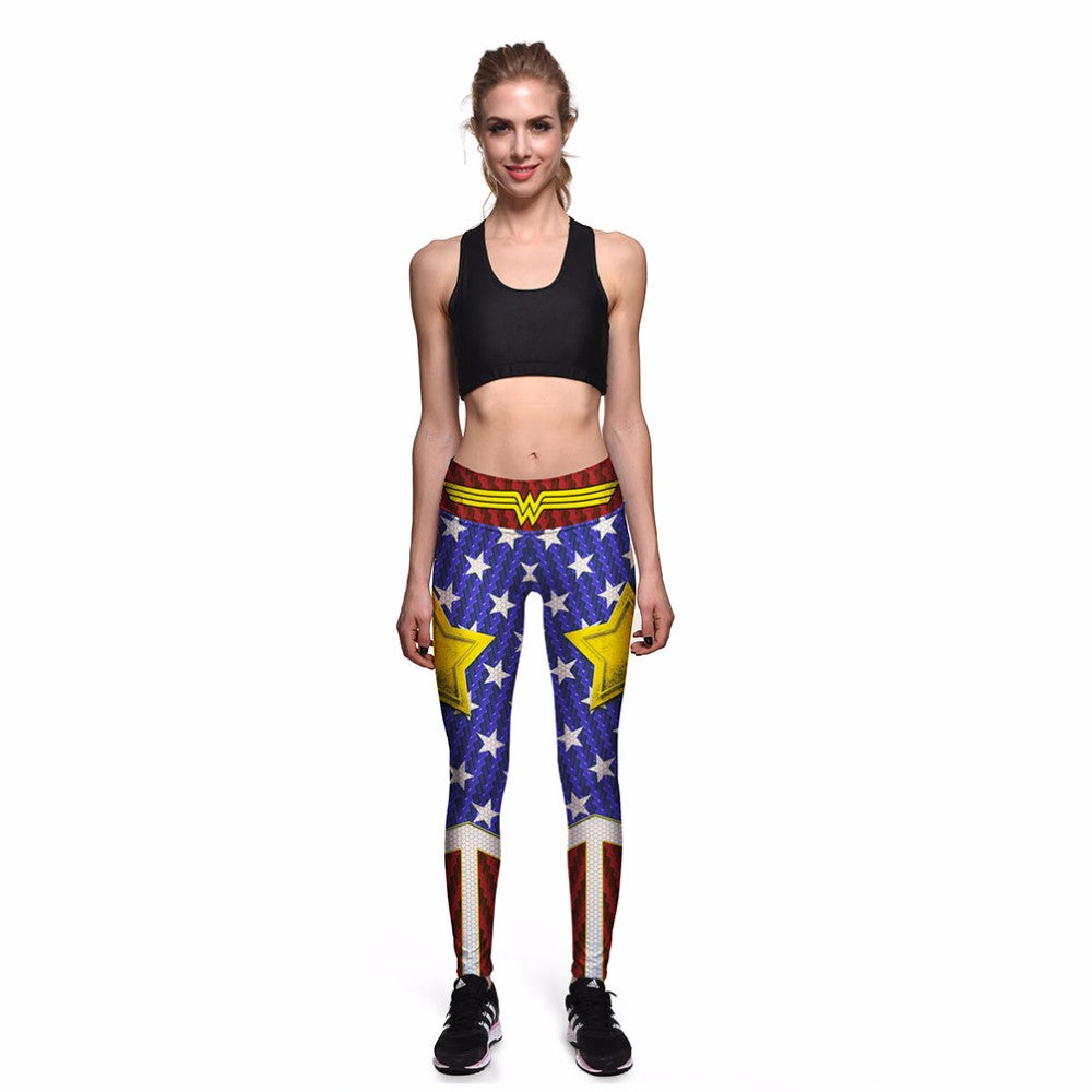 Sexy Girl Old Glory The Avengers Wonder Woman Star 3D Prints High Wais –  Ackklo