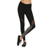 Women Casual Leggings Fitness Winter Leggings New Arrival Ladies Plain Elastic Waist Color Block Mesh Insert Leggings