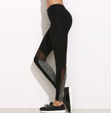 Women Casual Leggings Fitness Winter Leggings New Arrival Ladies Plain Elastic Waist Color Block Mesh Insert Leggings