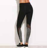 Women Casual Leggings Fitness Winter Leggings New Arrival Ladies Plain Elastic Waist Color Block Mesh Insert Leggings