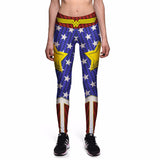 Sexy Girl Old Glory The Avengers Wonder Woman Star 3D Prints High Waist Workout Fitness Women Leggings Pants