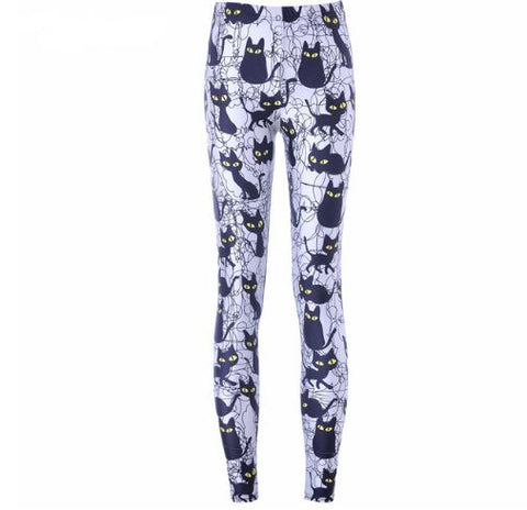 Hot Sexy Women New Pants Womens Trousers Fashion Cute cartoon black cat Pant Capris Cute New Fitness