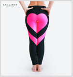 Heart Pattern Mesh Splice Legging Athleisure Fitness Clothing Sportswear Elastic Sporting Leggings Women Pants