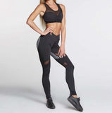 Fashion Heart Pattern Mesh Splice Leggings Athleisure Fitness Clothing Elastic Leggings Women Pants