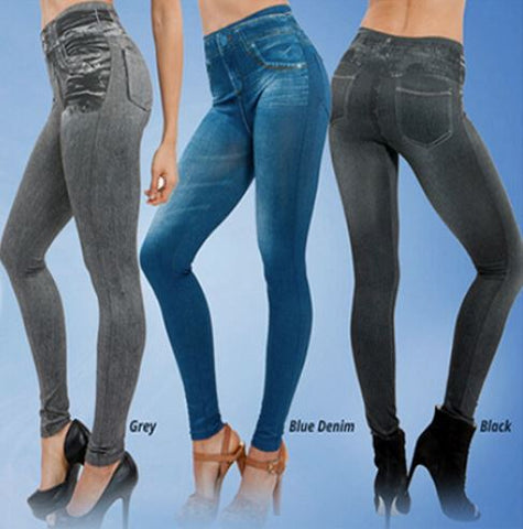 Leggings Jeans for Women Denim Pants with Pocket Slim Leggings Women Fitness Plus Size Leggins S-XXL Black/Gray/Blue